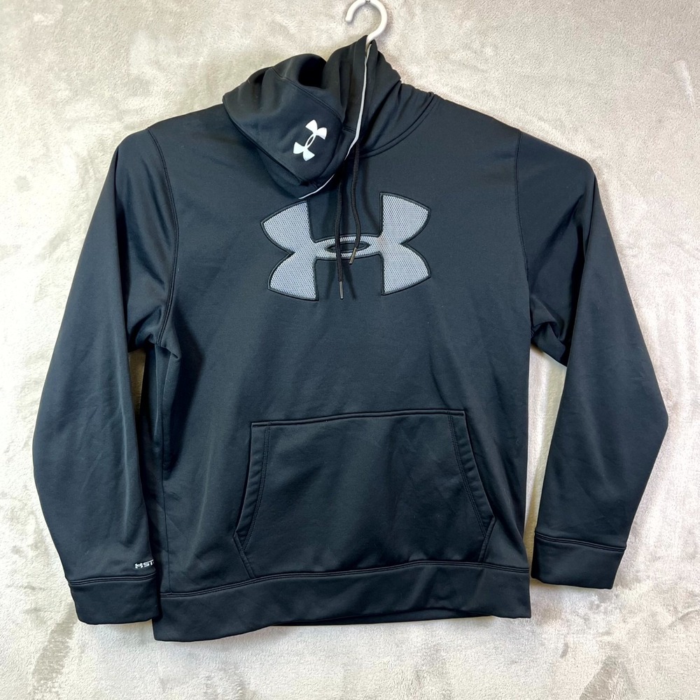 Under Armour Hoodie Men's XL Black Fleece Lined Sweatshirt Loose Logo Graphic